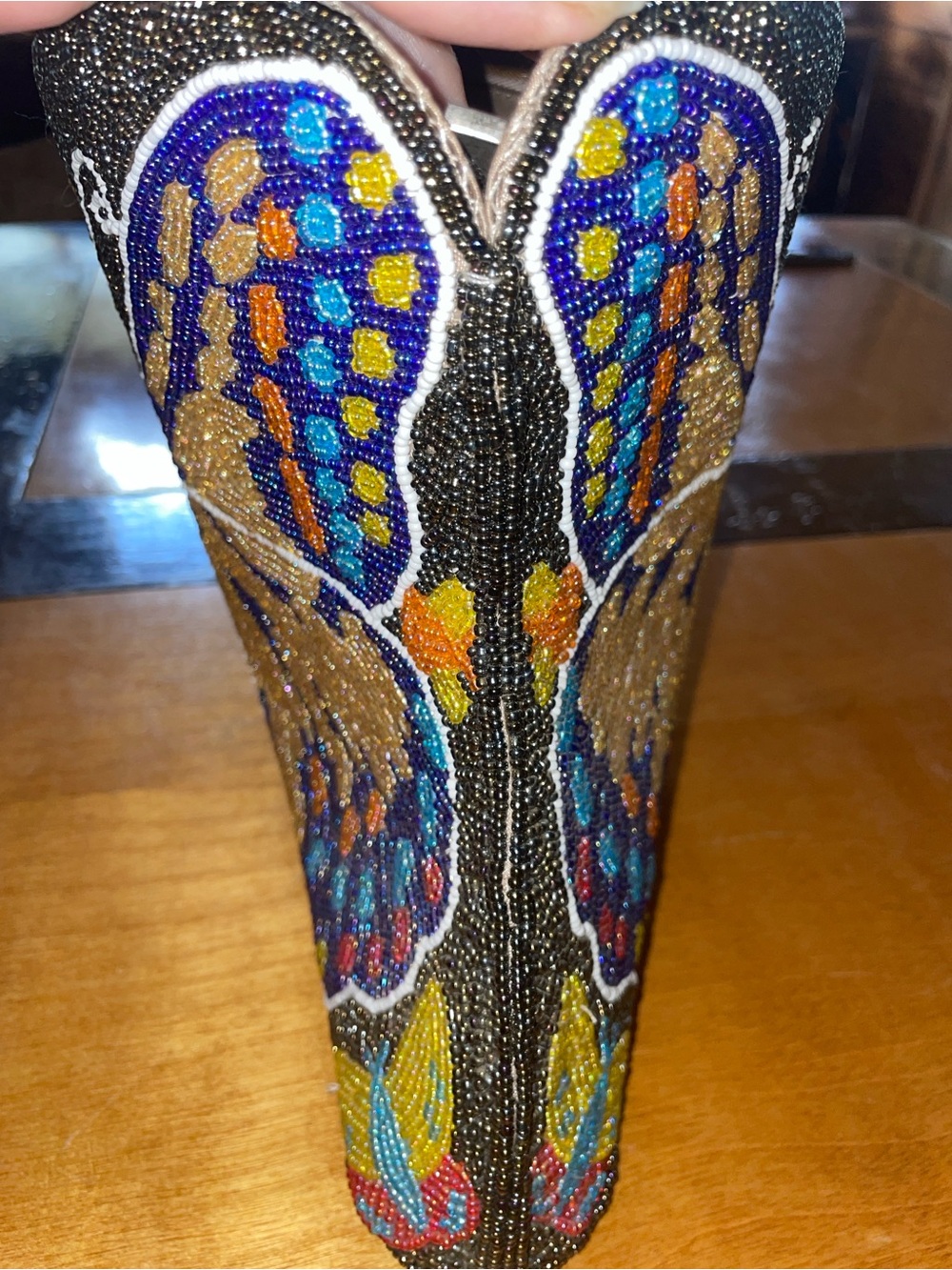 BEAUTIFUL Beaded Butterfly Accent Bag in Blue and Gold - Picture 4 of 12